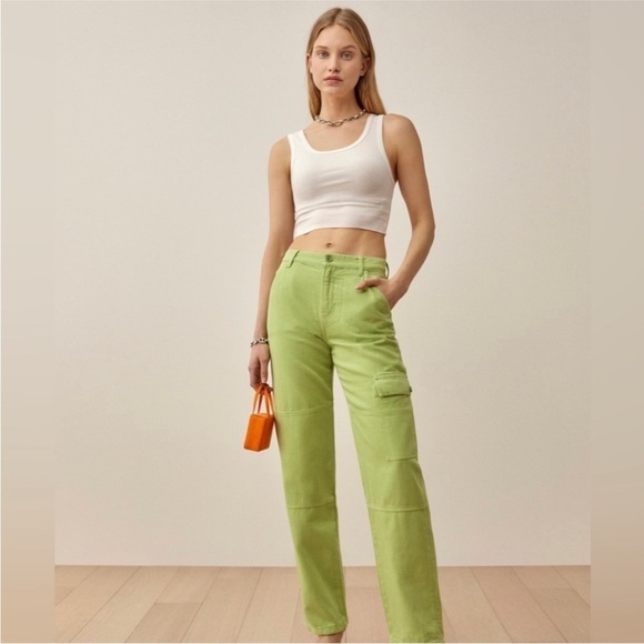 Reformation Bailey Utility cargo Pant organic cotton Size 23 - Picture 2 of 9